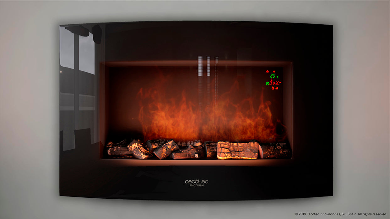 Șemineu electric decorativ Cecotec Ready Warm 3510 Curved Flames, 2000 W, 2 trepte, negru
