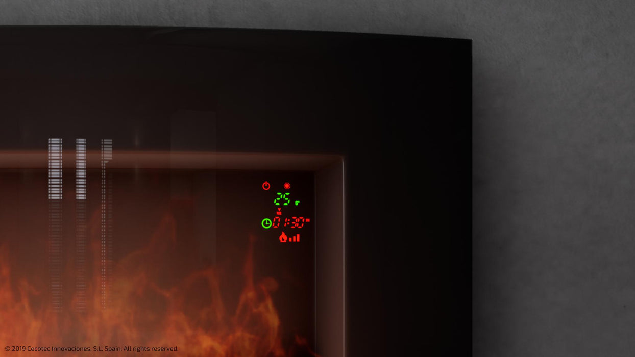 Șemineu electric decorativ Cecotec Ready Warm 3510 Curved Flames, 2000 W, 2 trepte, negru