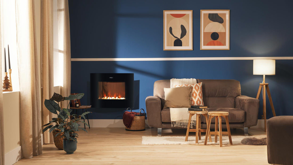 Șemineu electric decorativ Cecotec ReadyWarm 3550 Curved Flames Connected, 2000 W, 35”, negru