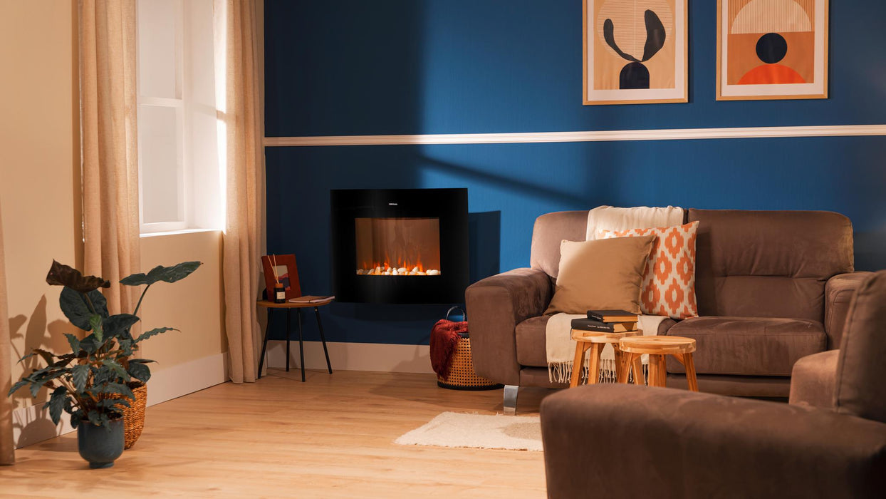 Șemineu electric decorativ Cecotec ReadyWarm 3550 Curved Flames Connected, 2000 W, 35”, negru