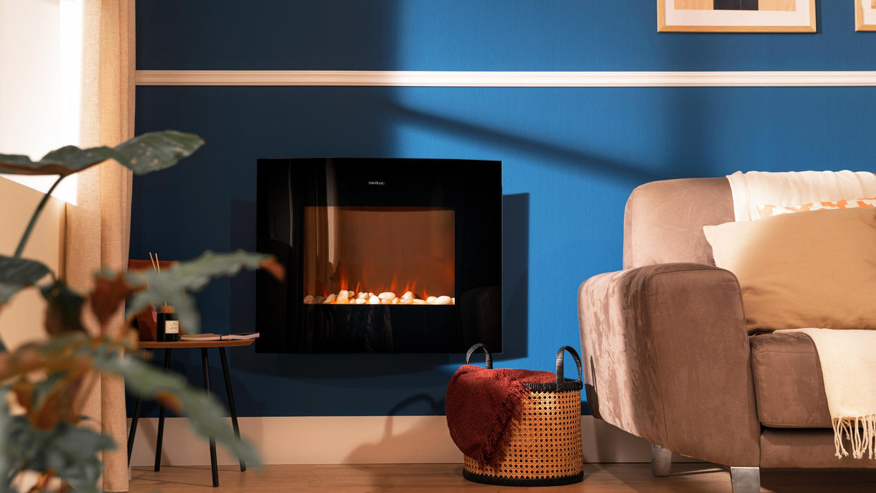 Șemineu electric decorativ Cecotec ReadyWarm 3550 Curved Flames Connected, 2000 W, 35”, negru