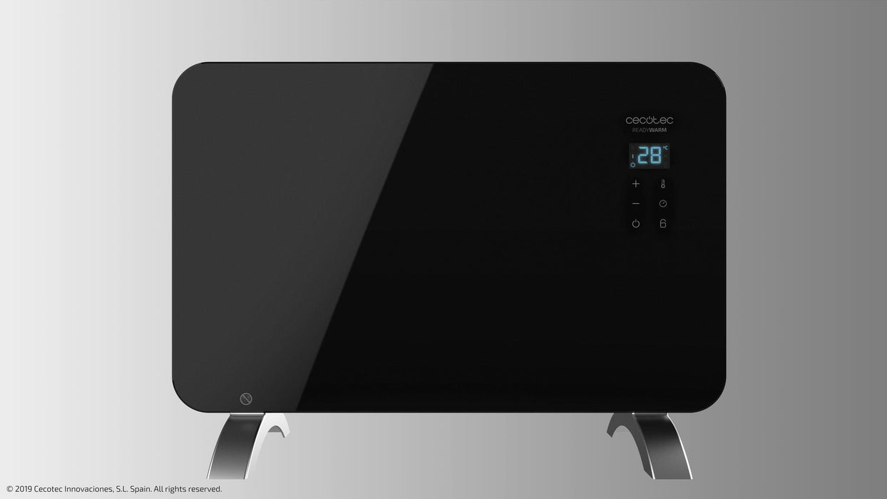 Convector electric cu panou din sticlă Cecotec Ready Warm 6670 Crystal Connection, 1000 W, 2 trepte, negru