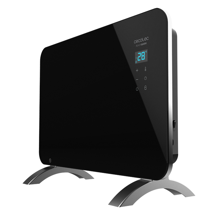 Convector electric cu panou din sticlă Cecotec Ready Warm 6670 Crystal Connection, 1000 W, 2 trepte, negru