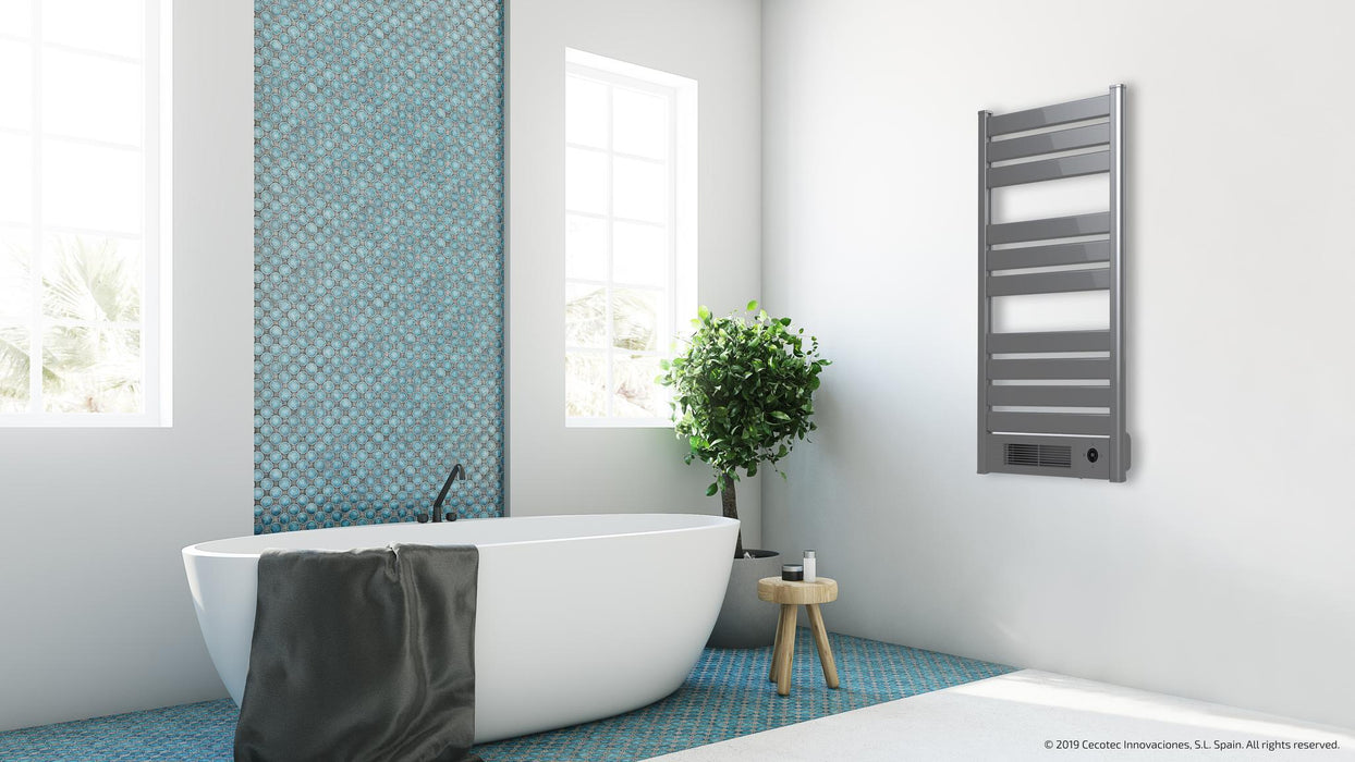 Suport electric pentru prosoape cu încălzitor ceramic Cecotec Ready Warm 9780 Ceramic Towel, 2000 W, 12,5 × 55 × 103 cm, inox