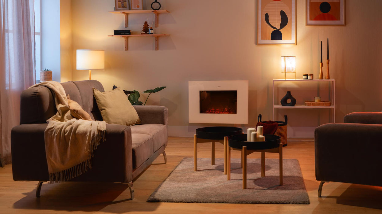 Șemineu electric Cecotec ReadyWarm 2690 Flames Connected White, 2000 W, 2 trepte, 14,5 × 66 × 52 cm, alb