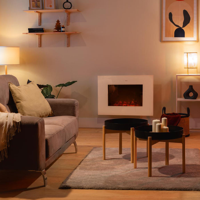 Șemineu electric Cecotec ReadyWarm 2690 Flames Connected White, 2000 W, 2 trepte, 14,5 × 66 × 52 cm, alb