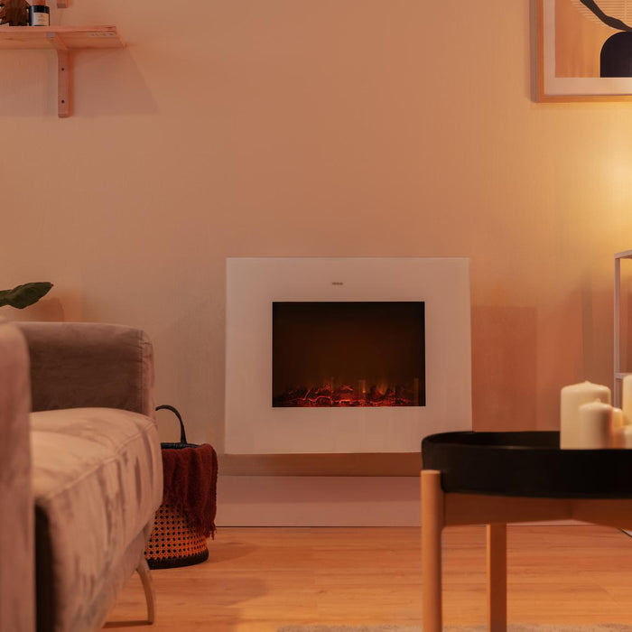 Șemineu electric Cecotec ReadyWarm 2690 Flames Connected White, 2000 W, 2 trepte, 14,5 × 66 × 52 cm, alb