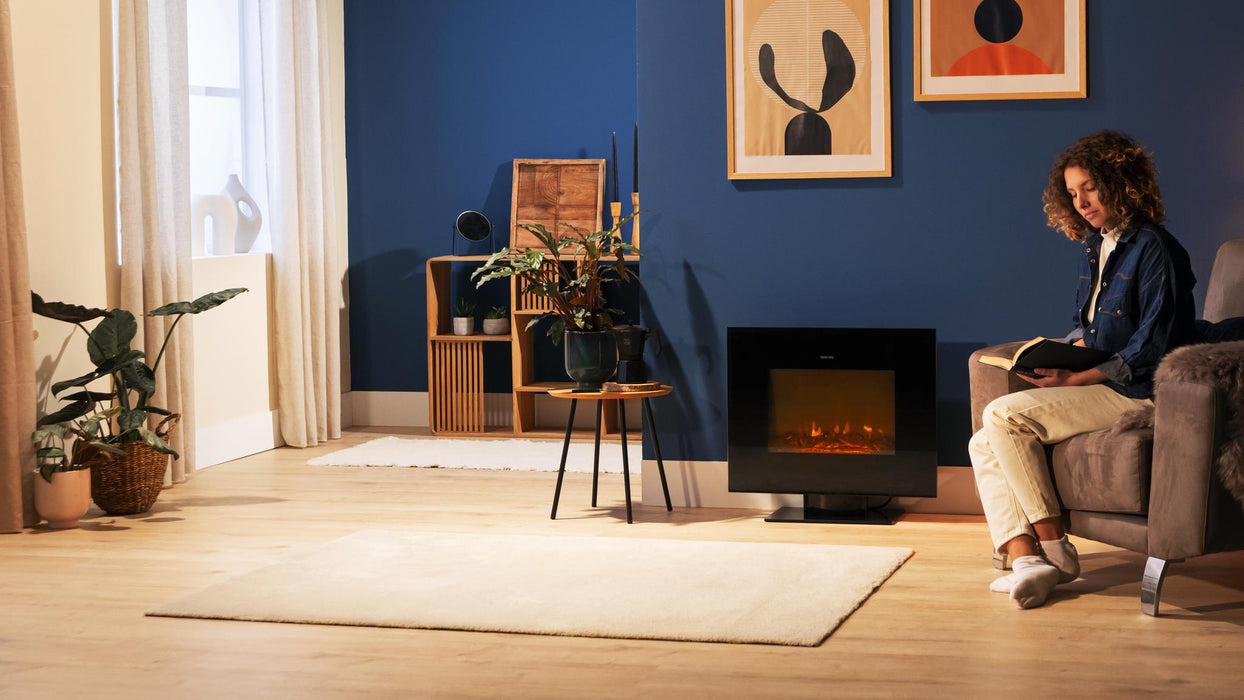 Șemineu electric Cecotec ReadyWarm 2700 Design Flames Black, 2000 W, 66 × 14 × 52 cm, negru