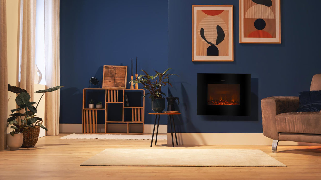 Șemineu electric Cecotec ReadyWarm 2700 Design Flames Black, 2000 W, 66 × 14 × 52 cm, negru