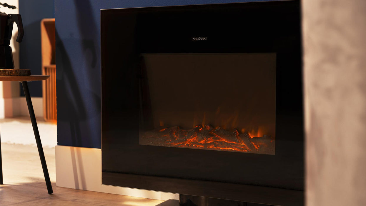 Șemineu electric Cecotec ReadyWarm 2700 Design Flames Black, 2000 W, 66 × 14 × 52 cm, negru