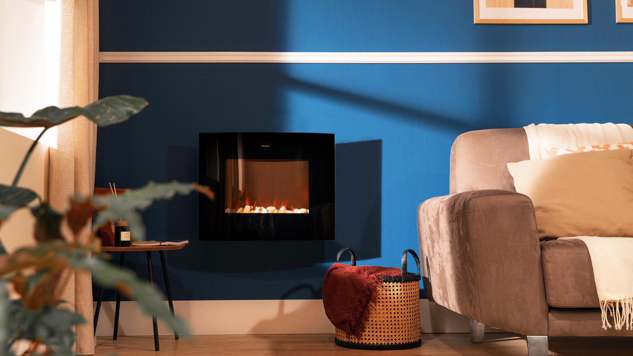 Șemineu electric Cecotec ReadyWarm 2700 Design Flames Black, 2000 W, 66 × 14 × 52 cm, negru