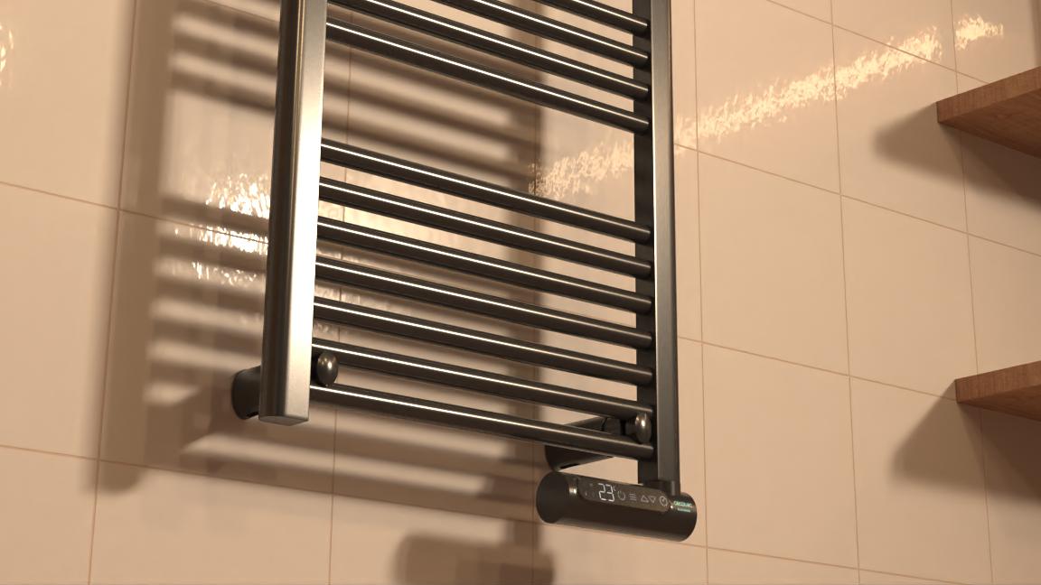 Radiator electric pentru prosoape Cecotec Ready Warm 9100 Smart Towel Black, 500 W, 6 × 50 × 87 cm, negru