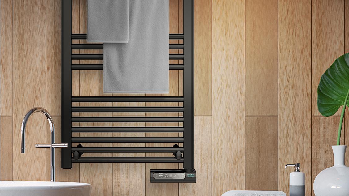 Radiator electric pentru prosoape Cecotec Ready Warm 9100 Smart Towel Black, 500 W, 6 × 50 × 87 cm, negru