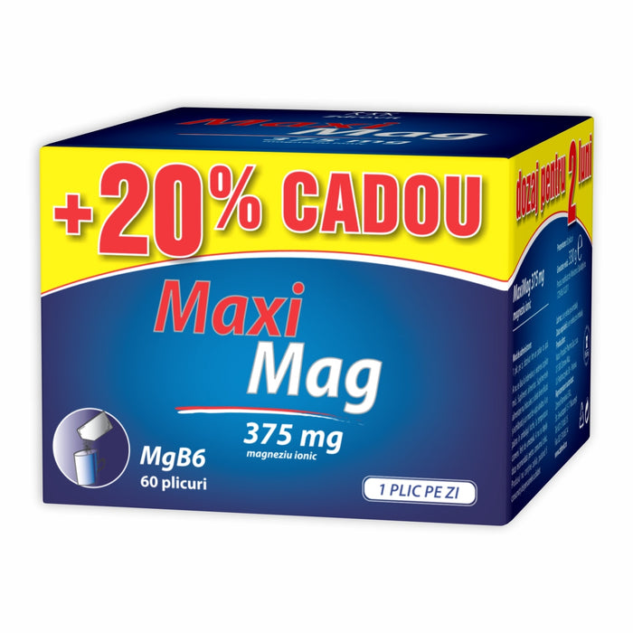 Supliment alimentar Zdrovit MaxiMag MgB6, 375 mg magneziu ionic, 60 plicuri
