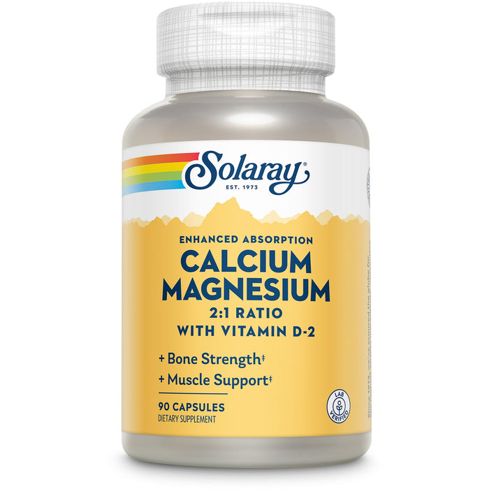 Supliment alimentar Solaray Calciu, magneziu și vitamina D2, 90 capsule
