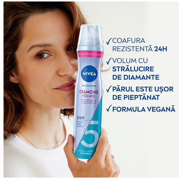 Fixativ Nivea Diamond Volume, fixare nivel 5, 250 ml