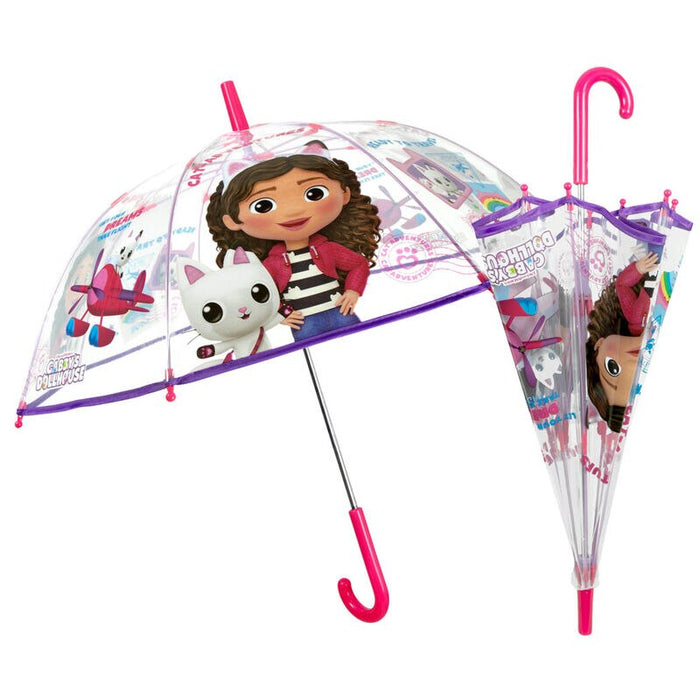 Umbrelă manuală copii, Gabby's Dollhouse, 74 cm, transparentă