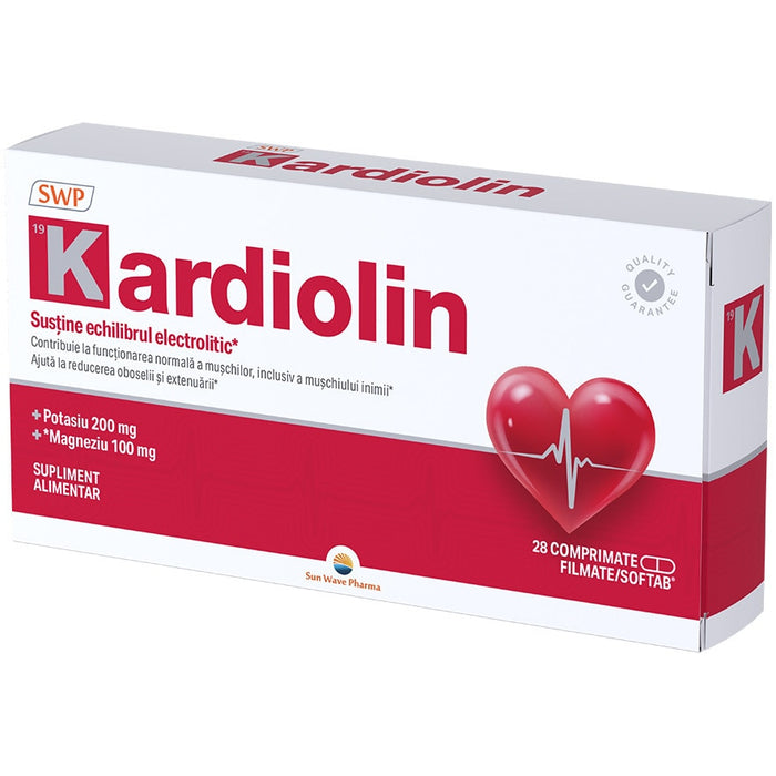 Supliment alimentar Sun Wave Pharma Kardiolin cu potasiu și magneziu, 28 comprimate filmate