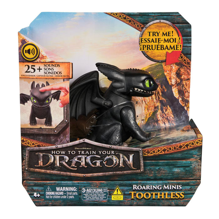 Figurină SpinMaster How to Train Your Dragon, Roaring Minis Toothless, peste 25 de sunete, senzor tactil, 4+ ani