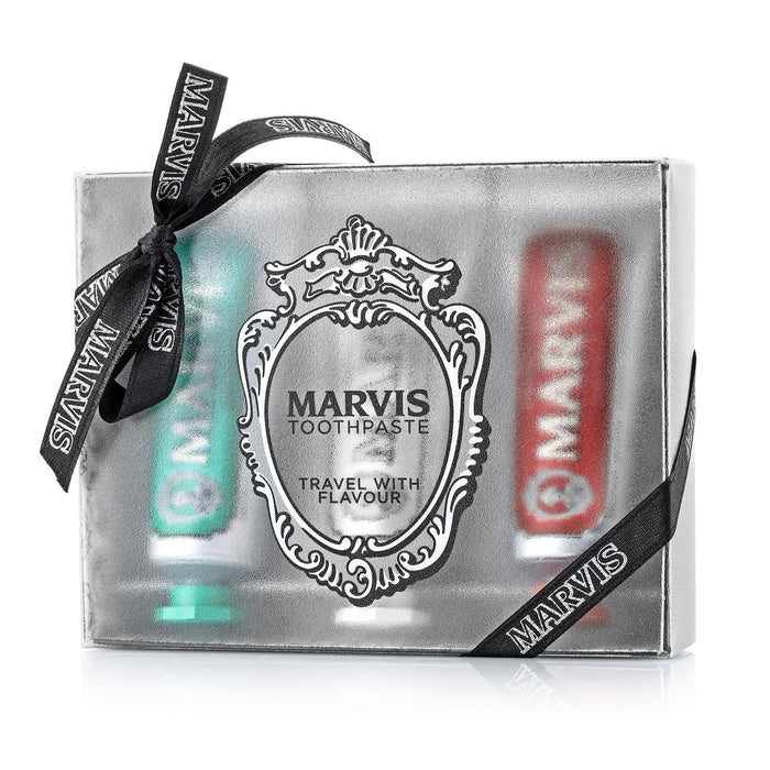 Set pastă de dinți, Marvis, Classic Strong Mint + Whitening Mint + Cinnamon Mint, 3 x 25 ml