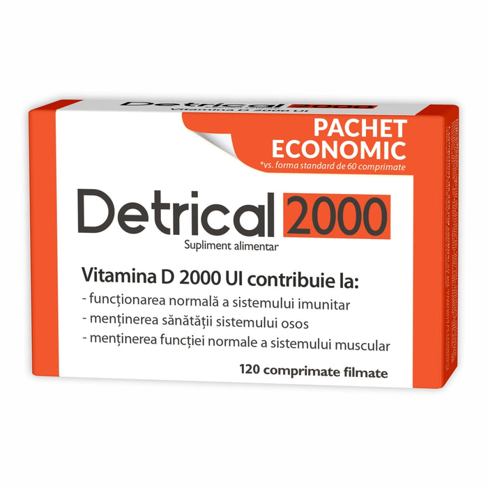 Supliment alimentar Zdrovit Detrical D3, 2000 UI, 120 comprimate filmate
