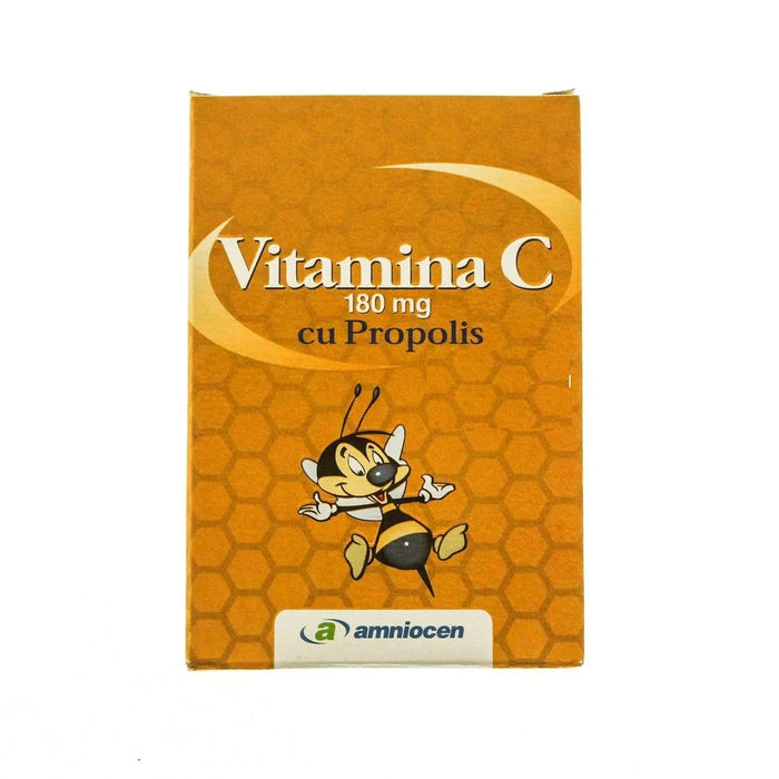 Supliment alimentar Amniocen Vitamina C cu propolis, 180 mg, 24 comprimate