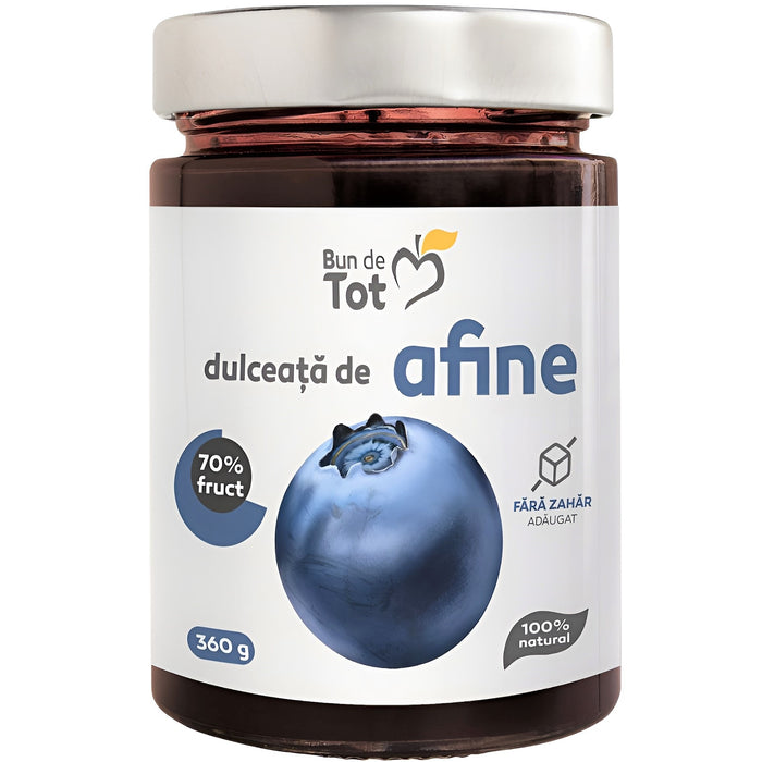 Dulceață de afine Bun de Tot, fără zahăr adăugat, 360 g