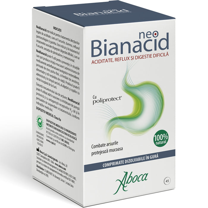 Dispozitiv medical Aboca NeoBianacid cu Poliprotect, comprimate masticabile, 45 comprimate