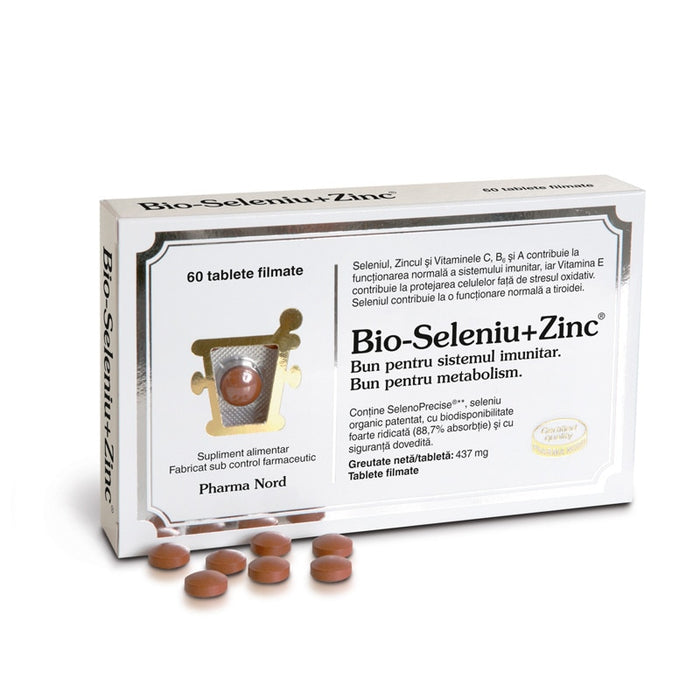 Supliment alimentar Pharma Nord Bio-Seleniu+Zinc, cu seleniu și zinc, 60 comprimate filmate