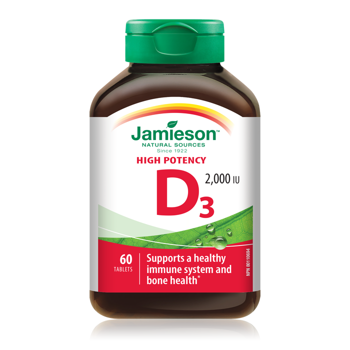Supliment alimentar cu vitamina D3 Jamieson, 2000 UI, 60 comprimate