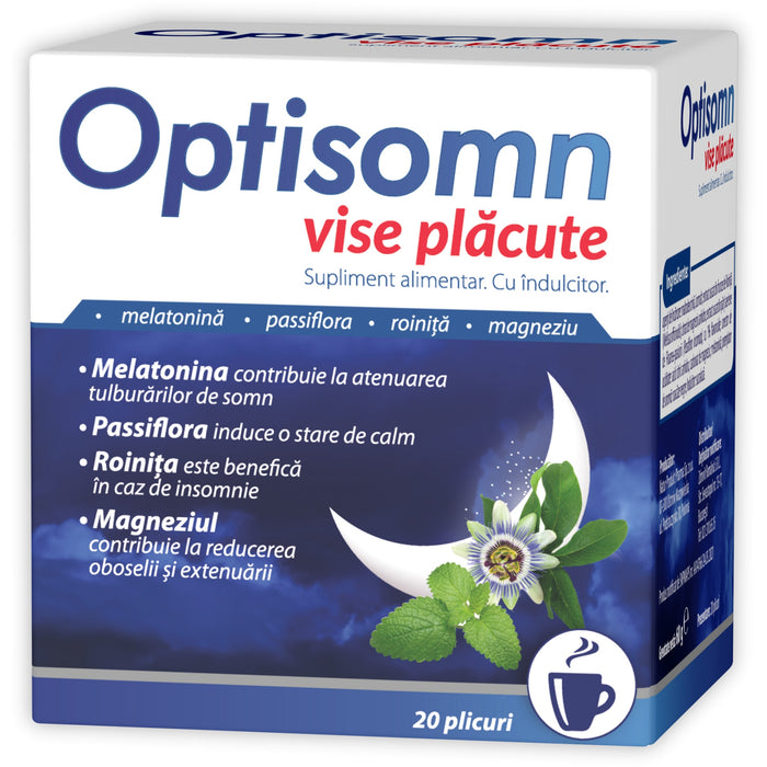 Supliment alimentar Zdrovit Optisomn Vise plăcute, cu melatonină, passiflora și magneziu, 20 plicuri