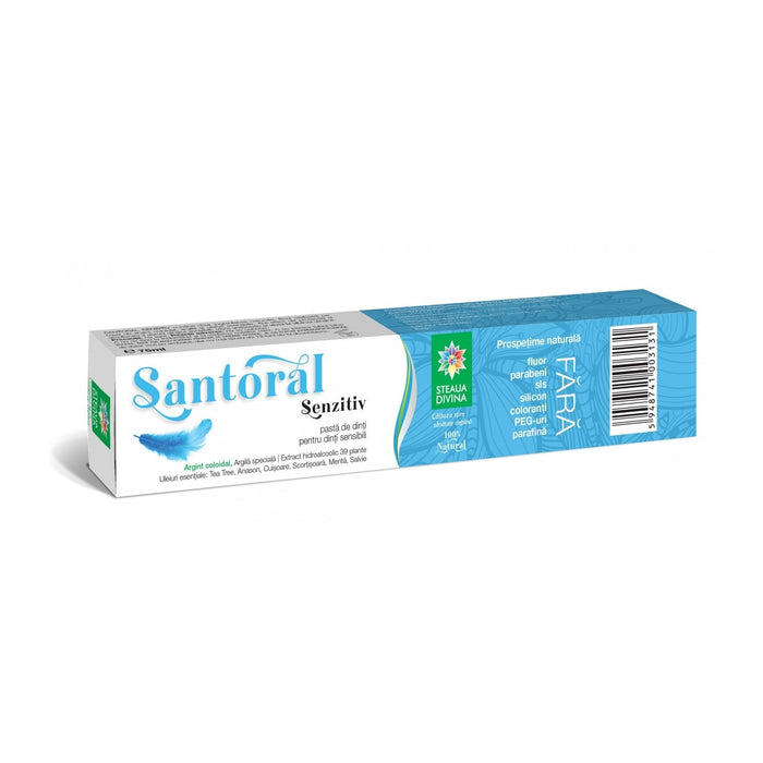 Pastă de dinți Santo Raphael Santoral Senzitiv, aromă florală, 75 ml / 100 g
