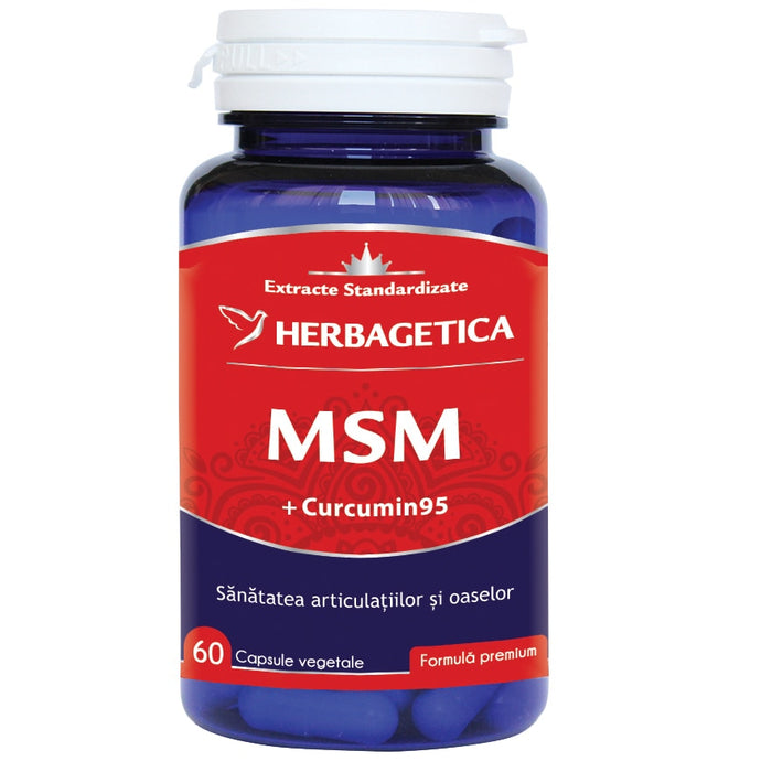 Supliment alimentar Herbagetica MSM + Curcumin95, capsule vegetale, 60 capsule