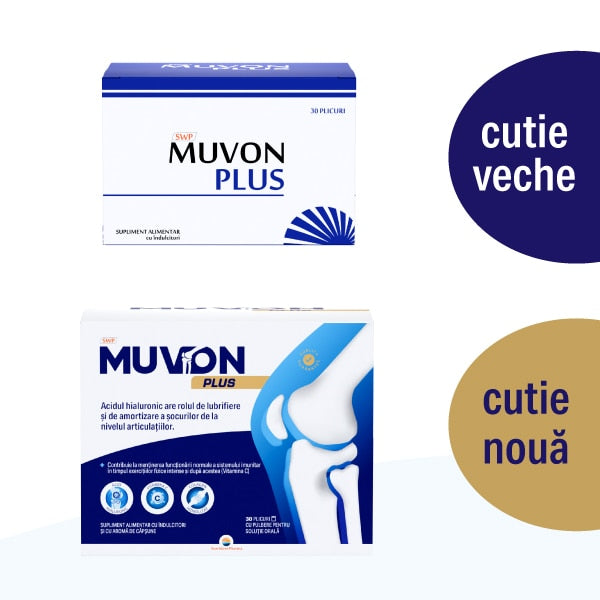 Supliment alimentar Sun Wave Pharma Muvon Plus, cu colagen hidrolizat și vitamina C, 30 plicuri
