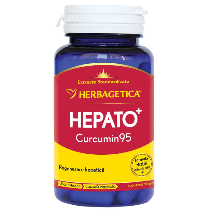 Supliment alimentar Herbagetica Hepato+ Curcumin95, 30 capsule