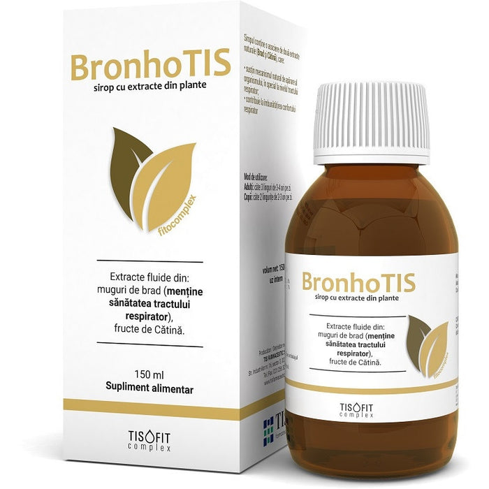 Sirop supliment alimentar Tis Farmaceutic Bronhotis, cu extracte de brad și cătină, 150 ml