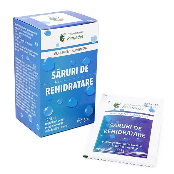 Supliment alimentar Remedia Săruri de rehidratare, pulbere, 10 plicuri x 5 g