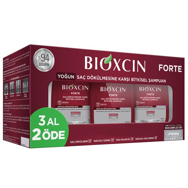 Șampon Bioxcin Forte, cu extracte vegetale, pentru păr subțire și degradat, 3 x 300 ml