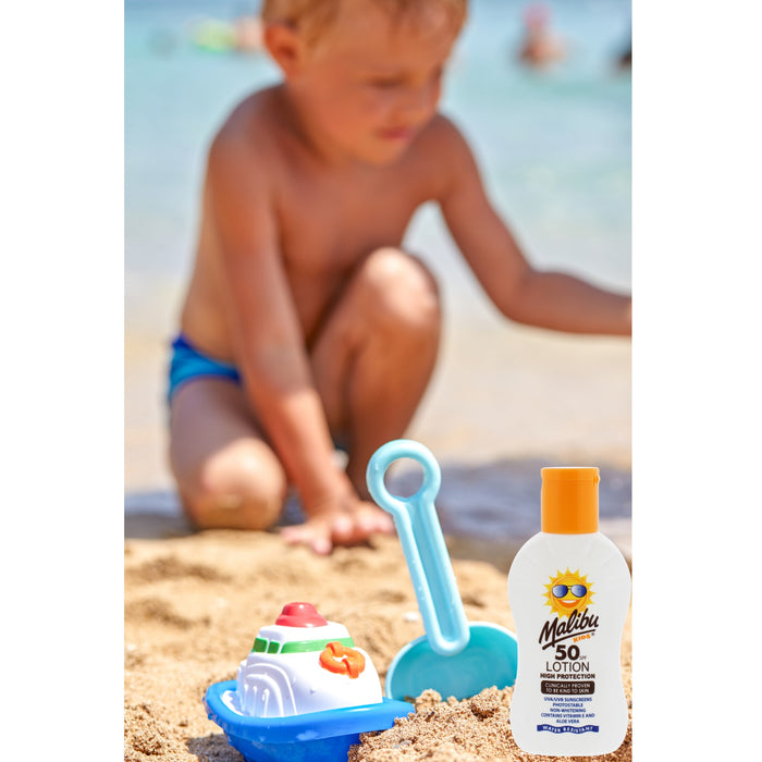 Loțiune protecție solară copii, Malibu, SPF 50, 100 ml, aloe vera