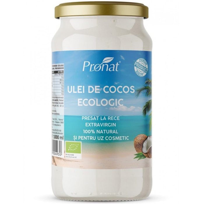 Ulei de cocos Pronat, extravirgin ecologic, presat la rece, 1000 ml