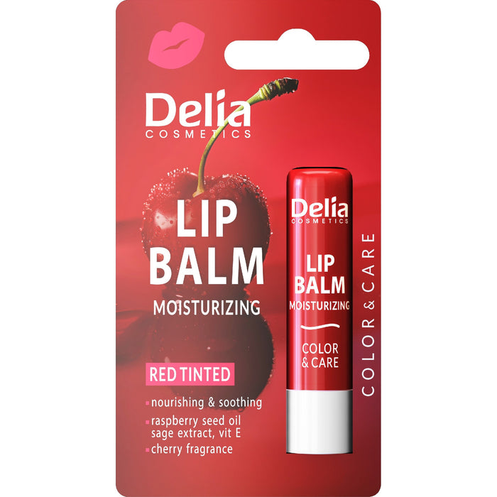 Balsam de buze Delia, aromă de cireșe, nuanță roșie, 4,8 g