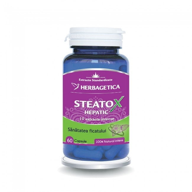 Supliment alimentar Herbagetica Steatox Hepatic, 60 capsule