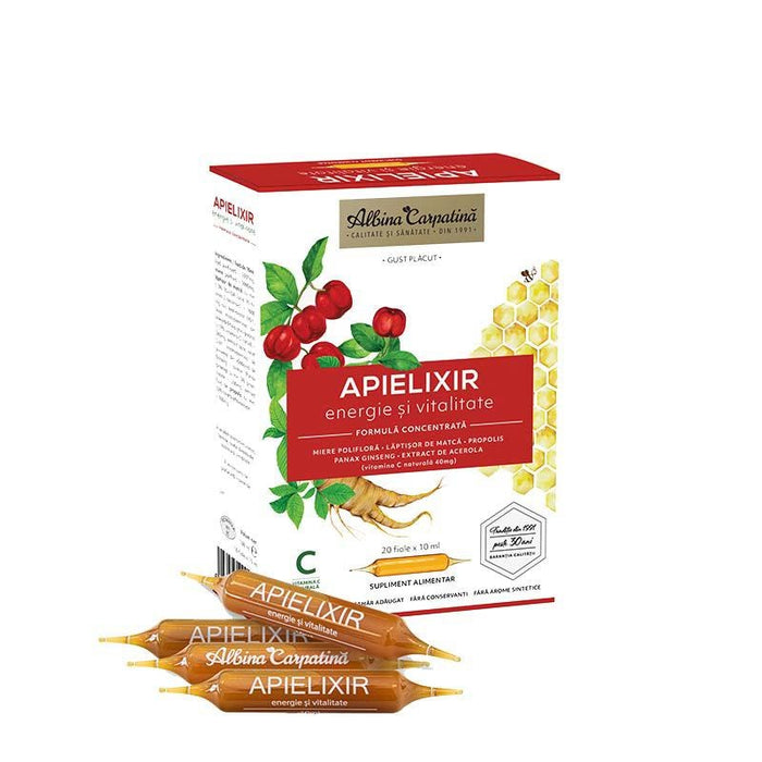 Supliment alimentar Albina Carpatina Apielixir Energie și Vitalitate, 20 fiole x 10 ml