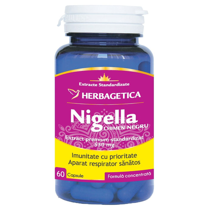 Supliment alimentar Herbagetica Nigella Chimen Negru, extract 530 mg, 60 capsule