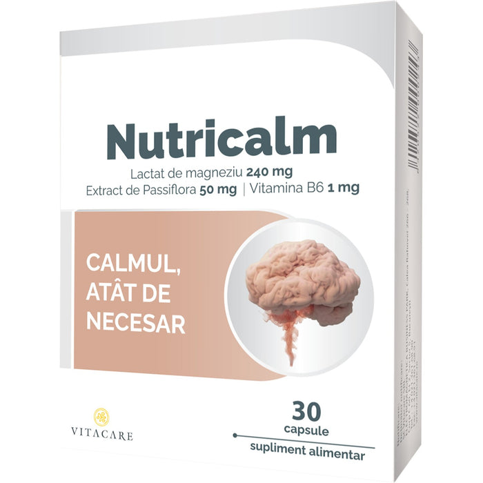 Supliment alimentar Vitacare Nutricalm cu magneziu, vitamina B6 și passiflora, 30 capsule