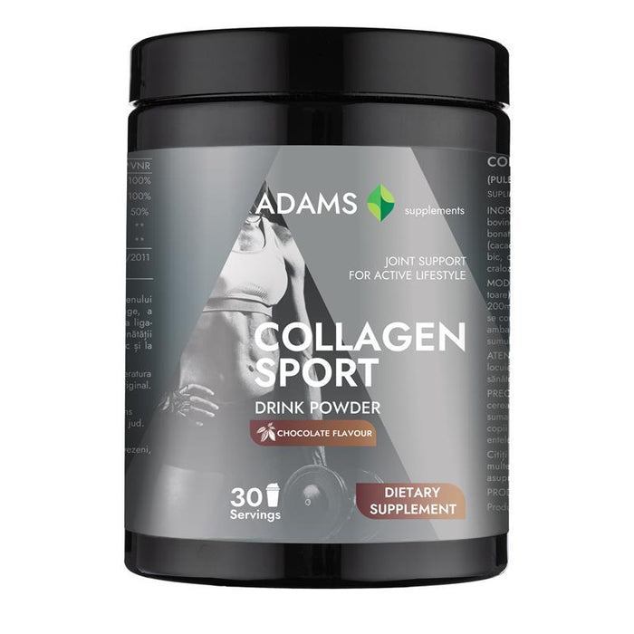 Supliment alimentar Adams Vision Collagen Sport, aromă de ciocolată, 600 g