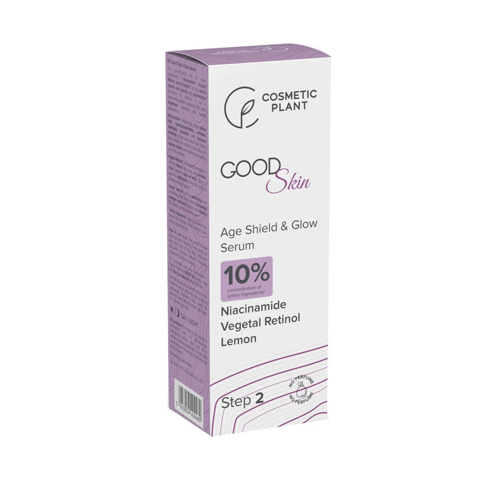 Ser pentru față Cosmetic Plant GOOD Skin Age Shield & Glow, cu niacinamidă și bakuchiol, 30 ml