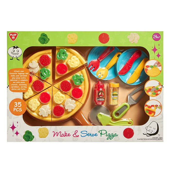 Set de joacă PlayGo Make & Serve Pizza, preparare și servire, 35 de piese, 24+ luni
