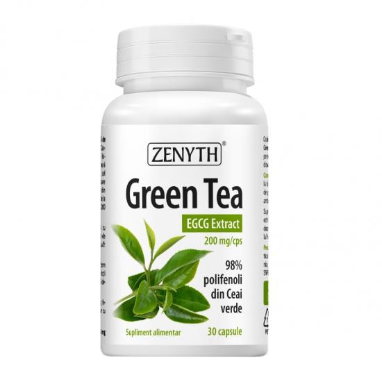 Supliment alimentar Zenyth Pharmaceuticals Green Tea EGCG Extract, 98% polifenoli, 200 mg EGCG/capsulă, 30 capsule