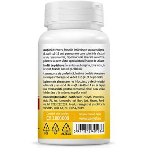 Supliment alimentar Zenyth Pharmaceuticals Vitamin D3+K2+Ca+Mg Complex, 30 capsule